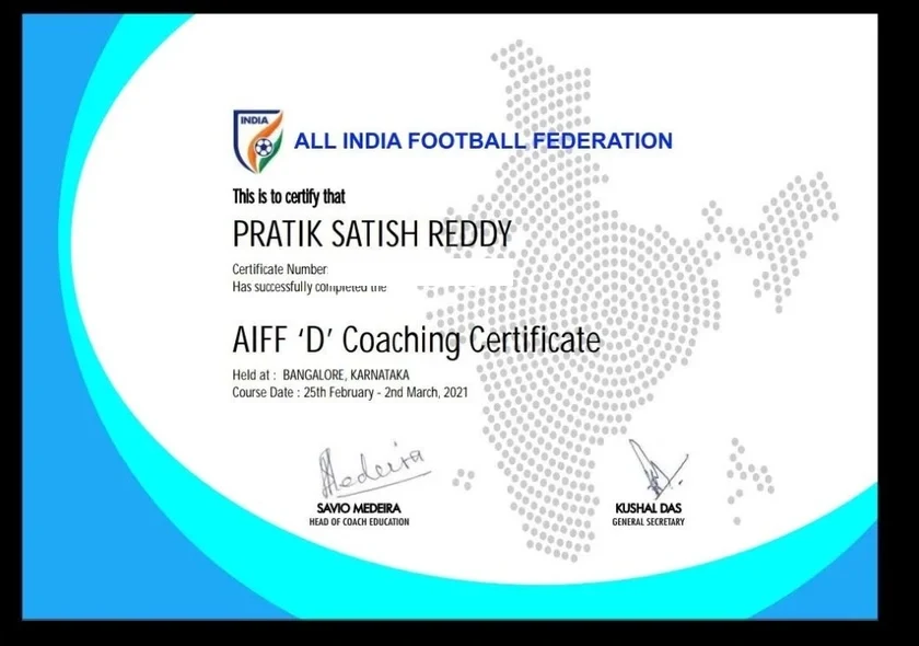 AIFF D Coaching License certificate